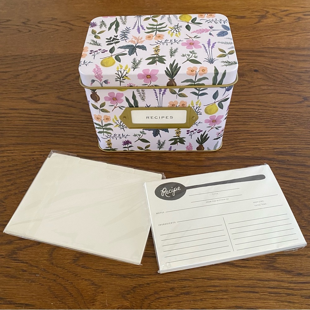NEW Rifle Paper Co. Recipe Tin and Cards